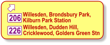  Willesden, Brondsbury Park, Kilburn Park Station Willesden, Dudden Hill, Cricklewood, Golders Green Stn 206 226