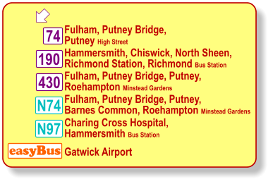 London bus route 190, coach route EasyBus to Gatwick