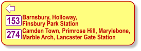  Barnsbury, Holloway, Finsbury Park Station   Camden Town, Primrose Hill, Marylebone, Marble Arch, Lancaster Gate Station   274 153