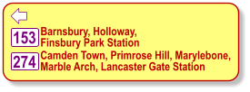  Barnsbury, Holloway, Finsbury Park Station   Camden Town, Primrose Hill, Marylebone, Marble Arch, Lancaster Gate Station   274 153