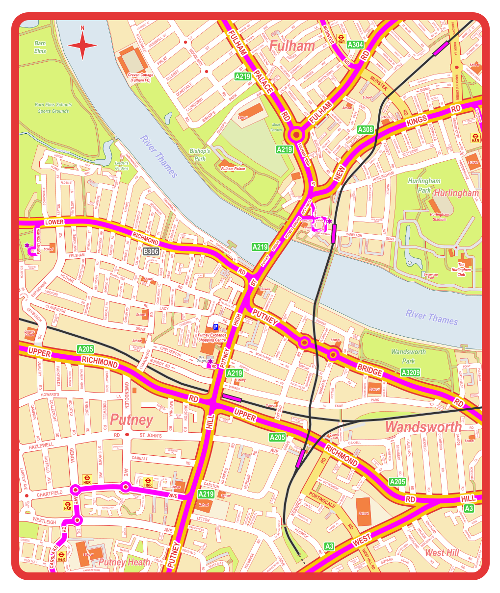 RD  PORTINSCALE  RD  KESWICK  WEST HILL RD  KESWICK  RD  GROVE  LYTTON  CARLTON  DRIVE  AVE  ST. JOHN’S  HAZLEWELL  RD  AVE  GWENDOLEN  LARPENT AVE  HOWARD’S  LA  RD  CAMBALT  NORROY  RD  CHARLWOOD  RD  CHARLWOOD  RD  LACY  RD  RD  HOTHAM  FELSHAM  RD  FELSHAM  RD  CLARENDON  DRIVE  DRYBURGH  RD  RD  ERPINGHAM  EMBANKMENT  EMBANKMENT  EMBANKMENT  DISRAELI  RD  PARK  FAWE  RD  OXFORD  RD  WERTER  RD  RD  MONTSERRAT  RD  OAKHILL  GDNS  RD  RANELAGH  HURLINGHAM  BROOMHOUSE  LA  BROOMHOUSE  RD  RD  BURLINGTON  AVE  RD  BISHOP’S  BISHOP’S  PARK  RD  STEVENAGE  FINLAY  ST  ST  ELLERBY  DONERAILE  ST  ST  CLONCURRY  GRESWELL  ST  HARBORD  ST  RD  WOODLAWN  COLEHILL  LA  GOWAN  AVE  WALDEMAR  AVE  AVE  OXBERRY  RD  LANDRIDGE  RD  RIGAULT  RIGAULT RD  RD  BUER  ELYSIUM ST  PARK  FULHAM  GDNS  RD  FULHAM  PARK  ELYSIUM    PL  BURLINGTON  PL  ROMLY COURT  CLARIDGE COURT  MUNSTER COURT  AVE  HESTERCOMBE  AVE  RINGMER  AVE  BURNFOOT  RD  HORDER  RD  VERA  KIMBELL  GDNS  FIRTH GDNS  EDGARLEY TERR  WARDO  AVE  LALOR  ST  COLEHILL GDNS  DURRELL   RD  DORN- CLIFFE   RD  CONNAUGHT MEWS  ST  FELDEN  SWIFT ST  ROSTREVOR  RD  ROSTREVOR  MEWS  CHESILTON  RD  RD  CROSS  PURSERS  EPPLE RD  SWAN  MEWS  BEACONSFIELD  WALK  BEACONSFIELD WALK  RD  ST. MAUR  RD  WHITTINGSTALL  MIMOSA  ST  CROOKHAM  RD  DANCER  RD  ST  LETTICE  NOVELLO   ST  ACKMAR  RD  ST.MARK’S CL  PEGASUS  PL  PARSON’S GREEN  RD  HEATHMANS  ST.  DIONIS  RD  GUION     RD  EDDISCOMBE RD  RD  DORIA  PL  MUSTOW  LAUREL BANK  GDNS  DRAYCOTT  MEWS  PETERBOROUGH  MEWS  LINVER  RD  RD  ALDERVILLE  RD  BETTRIDGE  CRISTOWE  RD  ASHINGTON  RD  CORTAYNE  RD  BELLS ALLEY  RD  FOSKETT  RD  EWALD  DOLBY  RD  GRIMSTON  RD  RANELAGH AVE  EDENHURST AVE  AVE  NAPIER  HURLINGHAM GDNS  HURLINGHAM  COURT  RIVERMEAD  RIVERSIDE  WALK  CARRERA WHARF  WILLOW BANK  CHURCH GATE  STEEPLE   CL  STATION  PATH  JONES    MEWS  PREMIER    PL  BREWHOUSE LA RUSSELL YARD  TOKEN  YARD DEODAR RD MERIVALE RD  DEODAR  RD BLADE MEWS BLADE COURT CARLSON COURT  FLORIAN RD  POINT  PLEASANT  NORTHFIELDS LIGHTERMANS  WALK BURSTOCK RD  RD  ATNEY  ST  ESMOND  RD  WINTHORPE  ROCKLAND RD  RD  WADHAM  RD   BECTIVE BECTIVE PL  RD  BRANDLEHOW  SKELGILL  RD FAWE PARK MEWS PROSPECT COTTAGES GRAND PARADE MEWS  WOODLANDS WAY BURLINGTON MEWS ST. STEPHEN’S GDNS NORMANBY CL  MANFRED  RD  SCHUBERT  RD  RD  GALVESTON  MEXFIELD  RD  CROMFORD  RD  SANTOS  RD  ERICCSON  CL PEMBRIDGE PL OAKHILL PL CAVALRY GDNS KENDAL PL  WOODLAWN  CL   BUTTERMERE  DRIVE  DRIVE  ASKILL PENRITH CL  LAKER   PL  OAKE COURT   RD  RINGFORD  HALDON  AMERLAND  RD  RD  LEBANON RD  GDNS  LEBANON  SOUTHFIELDS  RD JEPHTHA RD  SEDLEIGH RD  GDNS EVERATT CL HOLM OAK CL  VALONIA GDNS  SISPARA COLDSTREAM GDNS MONCK’S ROW STRATHAN CL ERNSHAW PL CRESCENT STABLES  RD  MERCIER  RAYNER’S  RD FAIRBURN COURT EVENWOOD CL TINTERN CL ARLESEY CL CHEPSTOW CL CLOCKHOUSE  PL REDGATE TERR RADCLIFFE SQ LITTLECOMBE CL  KERSFIELD  RD  HEATH RISE PEACOCK GREEN  RD  HOLMBUSH RUSHOLME RD  FIELDS  MANOR GDNS HAYWARD GDNS PULLMAN  RD  TILDESLEY  RD  CORTIS COTMAN CL WEST ROW BALMORAL CL NORTH LODGE CL NORTH LODGE CL WINCHELSEA CL RYE  WALK CHERRYWOOD DRIVE CHARTFIELD SQ WHITNELL  WAY WHITNELL  WAY WHITNELL WAY WHITNELL WAY WHITNELL WAY SOLNA AVE  CASTELLO     AVE  ST. SIMON’S        AVE GWENDOLEN CL BURLEIGH PL  RD  BURSTON  RAVENNA  RD ULVA RD NURSERY CL  RD  TIDESWELL  RD  ENMORE  RD  HOLROYD  COALECROFT  RD  RD  CAMPION  RD  DEALTRY  PARKFIELDS FAIRFAX MEWS BALMUIR   GDNS CARMALT   GDNS SPENCER WALK CARDINAL       PL STRATFORD  GROVE LIFFORD   ST CHARLWOOD TERR QUILL     LA MODDER  PL MASCOTTE RD WALKERS PL WEIMAR ST HAMILTON CT KENILWORTH CT KINGS- MERE CL GAY ST WATERMAN ST THAMES THE PLATT ARDSHIEL CL  RD  BEMISH OLIVETTE ST GWALIOR RD PRINCE- TON CT REDGRAVE    RD GLEGG PL CARLYLE  PL  GAMLEN  RD  ROSSDALE  RD  RD  EARLDOM  RD  LANDFORD  EGLISTON  RD EGLISTON MEWS DRYBURGH  RD MACLAREN MEWS  RD  WESTHORPE  RD  ABBOTSTONE  BORNEO  ST  BLACKETT ST  BANGALORE  ST DARFUR ST DRYAD ST FELSHAM MEWS  BIGGS  ROW  WEISS  RD HENRY JACKSON RD  SALVIN          RD  ROSKELL        RD  FARLOW        RD  STANBRIDGE    RD  WYMOND        ST FANTHORPE    ST  COMMONDALE  ST  SEFTON  PENTLOW           ST  FLOSS ST  HORNE  HORNE  WAY  WAY  BARN    ELMS    PARK  DANEMERE  ST WATERS PL STABLE YARD STOCKHURST CL ASHLONE RD ASHLONE RD  RD  FESTING  ROTHERWOOD  RD  GLADWYN        RD  RD  BENDEMEER SPRING  PASSAGE  GLENDARVON  ST RUVIGNY GDNS PL Craven Cottage (Fulham FC) School Fulham Palace School School School School School School School County Court School School Library Cinema Premier Inn Hurlingham Stadium The Hurlingham Club Swimming Pool School School School School College School School School School Leisure Centre Bus Garage Putney Exchange Shopping Centre Bishop’s Park Hurlingham Park Moat Garden Wandsworth Park Leader’s Gardens Barn Elms Barn Elms Schools Sports Grounds Beverley Brook River Thames River Thames Fulham Putney Wandsworth West Hill Putney Heath Hurlingham A219 A3209 B306 A219 A219 A219 A219 A304 A308 A205 A205 A205 A3 A3 H&R H&R H&R H&R H&R H&R P  N RD PALACE FULHAM FULHAM RD RD KINGS NEW RD BRIDGE PUTNEY HILL PUTNEY RD RICHMOND UPPER RD RICHMOND UPPER WEST HILL  RD  RICHMOND  LOWER  ST  HIGH  PUTNEY  ST  FULHAM   HIGH  PUTNEY   BRIDGE  APPROACH  PUTNEY         BRIDGE  RD  MUNSTER  AVE  AVE  CARSLAKE  RD  CHARTFIELD  GENOA  AVE  WESTLEIGH  PUTNEY COMMON  GONVILLE ST  STATION  RANELAGH GDNS  APPROACH  ST  FULHAM  HIGH  PETERBOROUGH   RD  RD  CHELVERTON  RD  MUNSTER  PARSON’S GREEN  PARSON’S           GREEN  LA